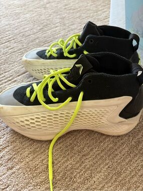 AE 1 Mid High-Top Basketball Shoes - Black with Neon Yellow Laces